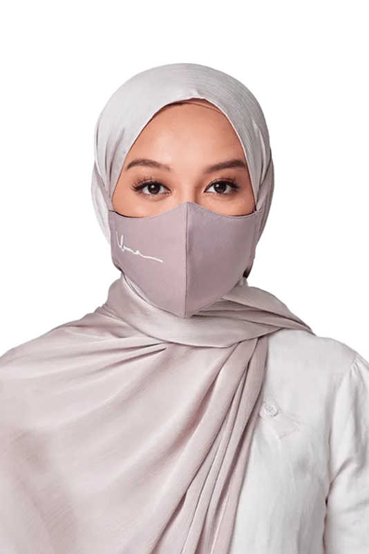 Crepe Face Mask with String Extension in Smoke Lilac