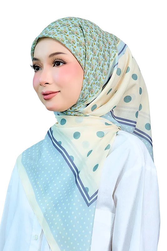 Petals and Polkas Printed Square in Teal Macaronmint