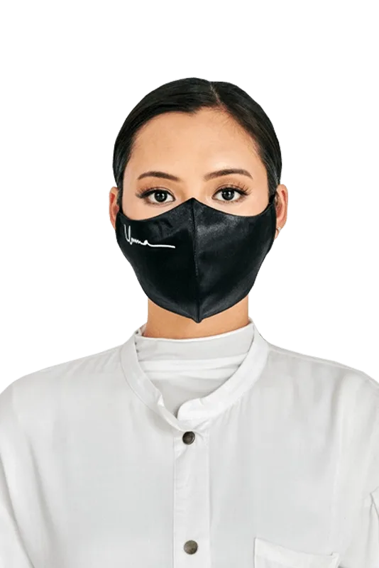 Satin Face Mask with Ear Loop in Black