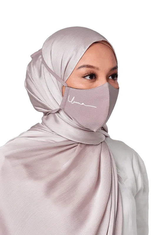 Crepe Face Mask with String Extension in Smoke Lilac