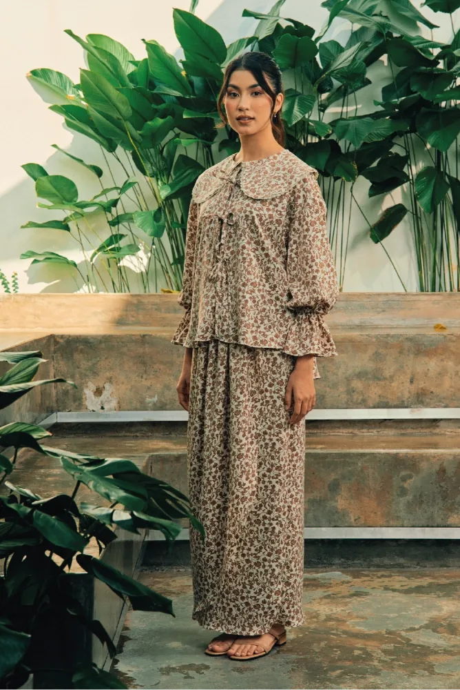 Suria Ribbon Kurung in Tofu Cream