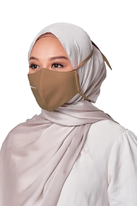 Crepe Face Mask with String Extension in Moss