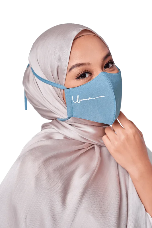Crepe Face Mask with String Extension in Sky Blue