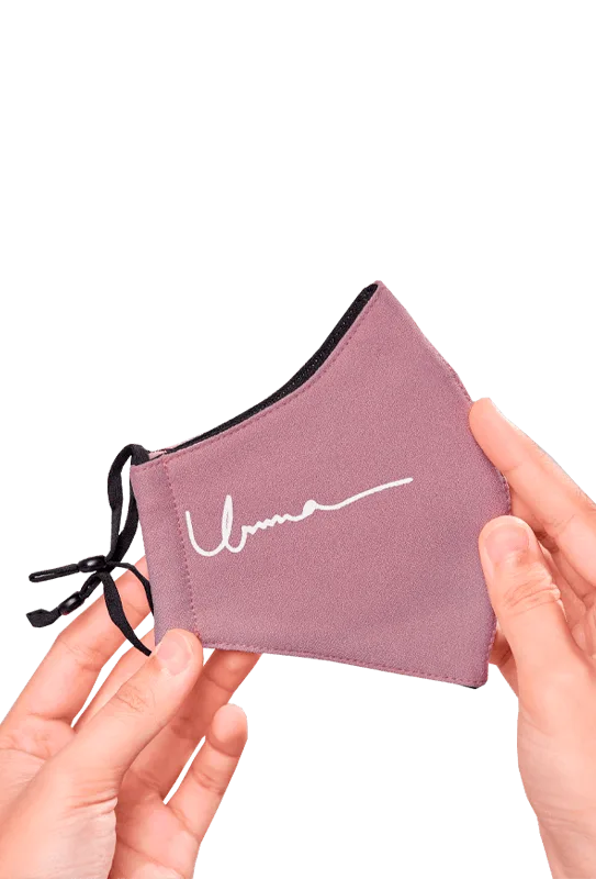 Crepe Face Mask with Ear Loop in Light Mauve