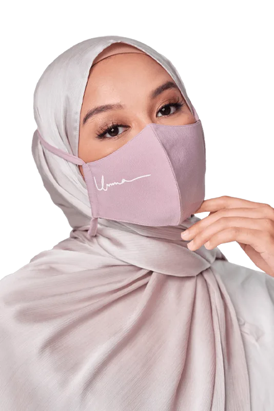Crepe Face Mask with String Extension in Dusty Mauve