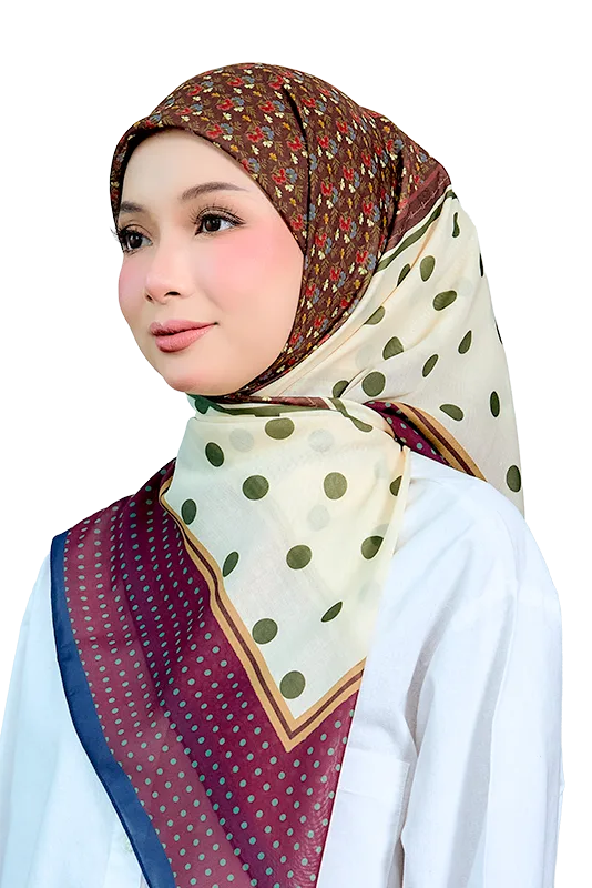 Petals and Polkas Printed Square in Plum Cheesecake