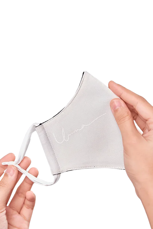 Crepe Face Mask with Ear Loop in Off White