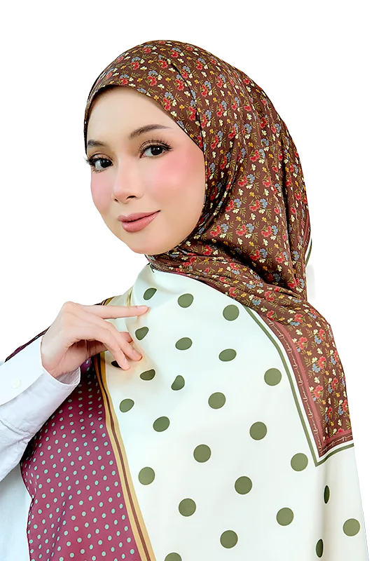 Petals and Polkas Printed Shawl in Plum Cheesecake