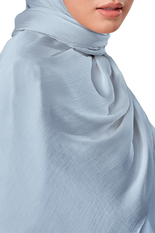 Maya Crinkle Satin Scarf in Brilliant Blue