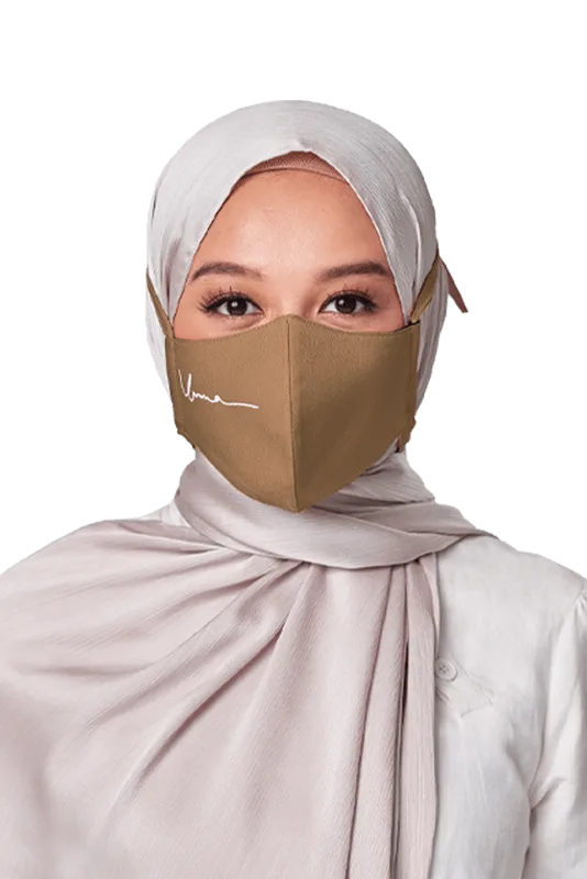 Crepe Face Mask with String Extension in Moss