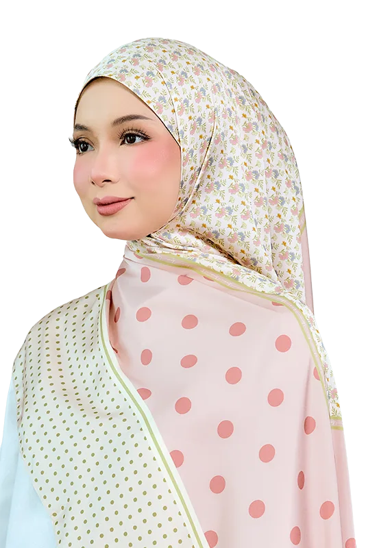 Petals and Polkas Printed Shawl in Pink Strawberrytart