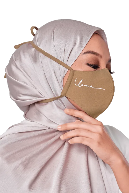 Crepe Face Mask with String Extension in Moss