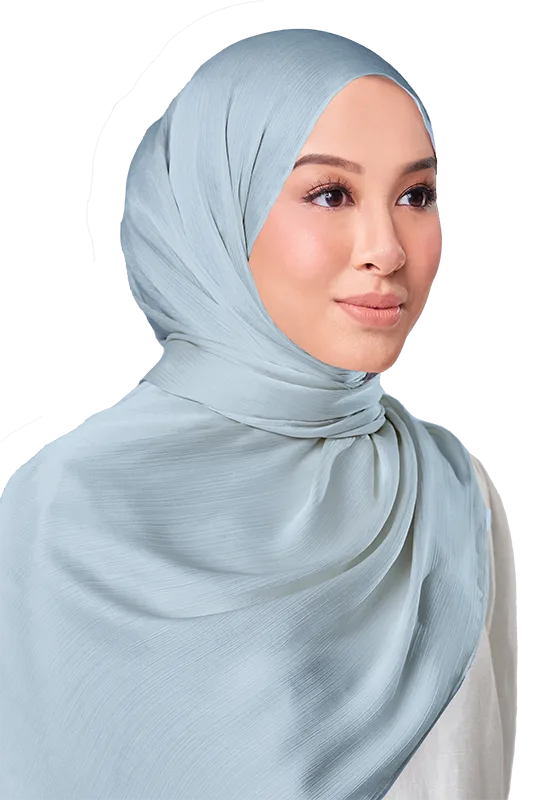 Maya Crinkle Satin Scarf in Brilliant Blue