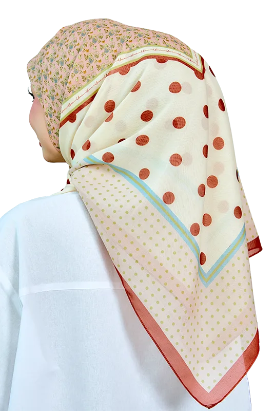 Petals and Polkas Printed Square in Beige Chailatte