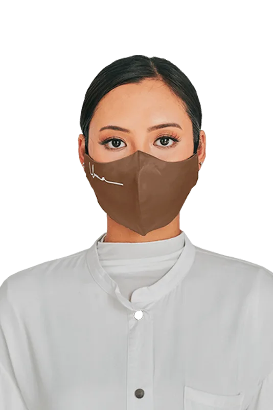 Satin Face Mask with Ear Loop in Bronze Brown