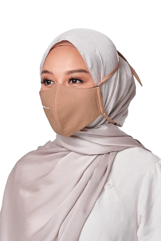 Crepe Face Mask with String Extension in Peachy Peach