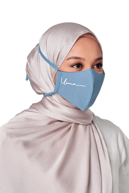 Crepe Face Mask with String Extension in Sky Blue