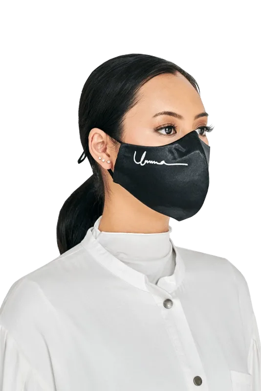 Satin Face Mask with Ear Loop in Black