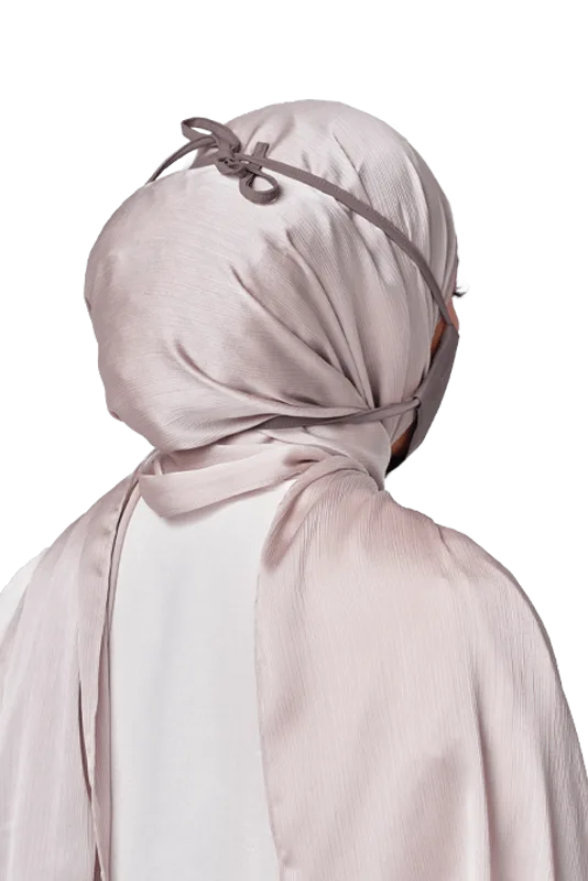 Crepe Face Mask with String Extension in Stone Grey